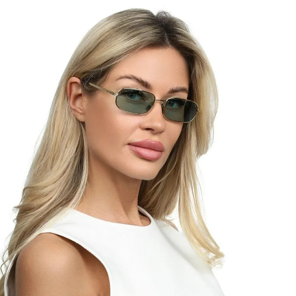 Gucci Women Sunglasses Gold Green Rectangle GG1457S 005 BRAND NEW